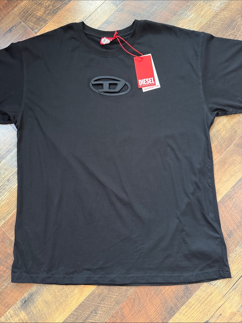 NWT Diesel Black T-Boxt-Od Cutout Logo Tee Shirt Medium
